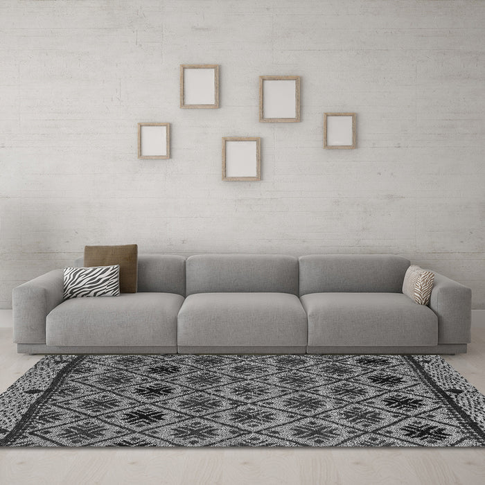 Machine Washable Abstract Gray Modern Rug in a Living Room,, wshabs4841gry