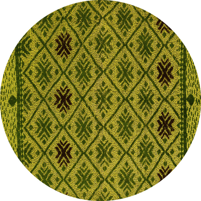 Round Machine Washable Abstract Yellow Modern Rug, wshabs4841yw