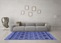 Machine Washable Abstract Blue Modern Rug, wshabs4841blu