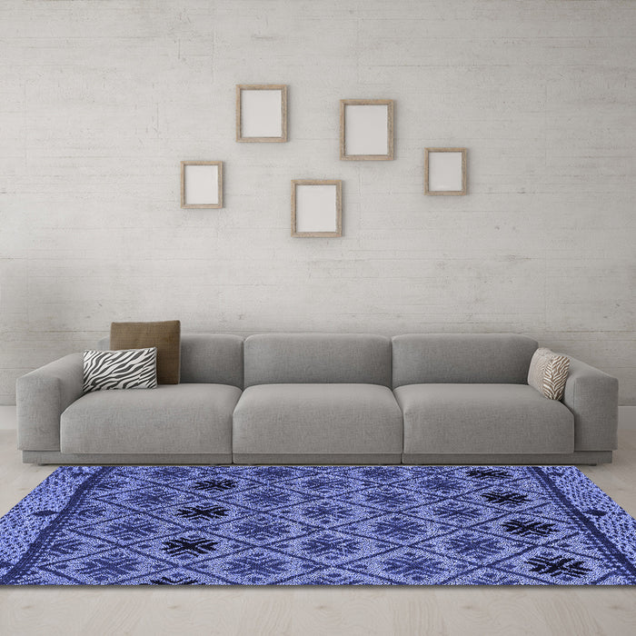 Machine Washable Abstract Blue Modern Rug in a Living Room, wshabs4841blu