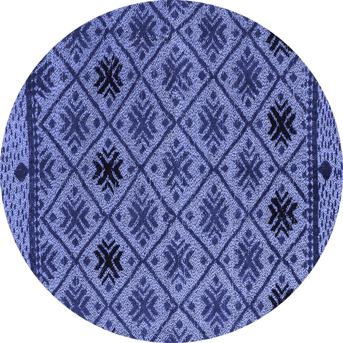 Round Abstract Blue Modern Rug, abs4841blu