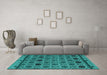 Machine Washable Abstract Turquoise Modern Area Rugs in a Living Room,, wshabs4841turq