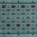 Square Machine Washable Abstract Deep Teal Green Rug, wshabs4841