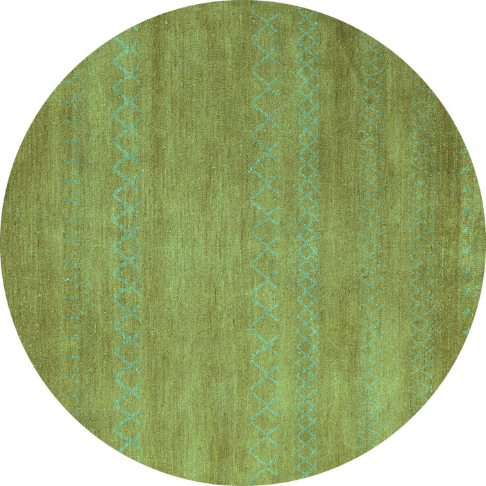 Round Abstract Turquoise Modern Rug, abs4842turq