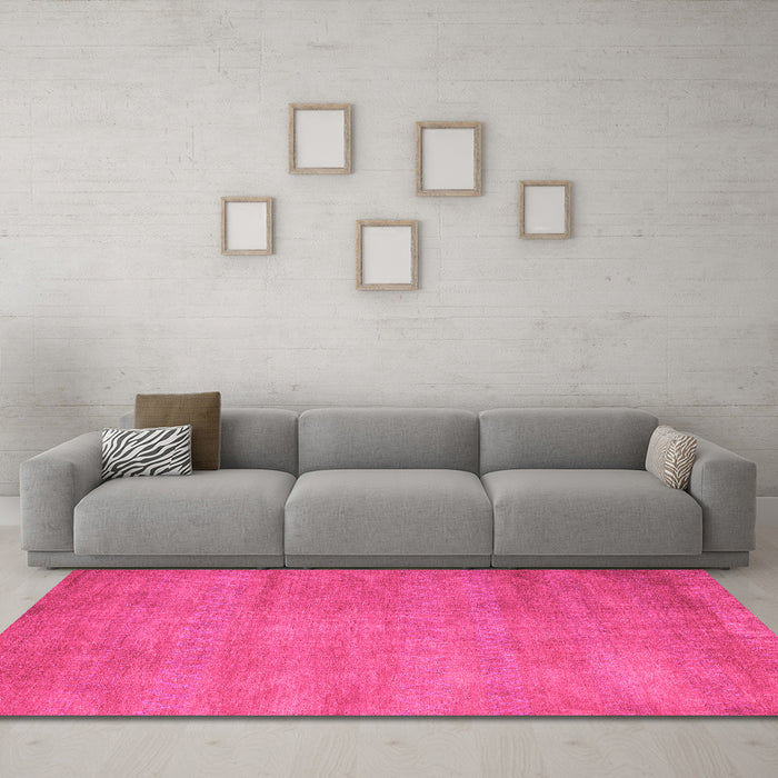 Machine Washable Abstract Pink Modern Rug in a Living Room, wshabs4842pnk