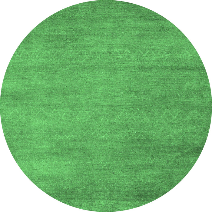 Round Abstract Emerald Green Modern Rug, abs4842emgrn