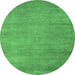 Round Abstract Emerald Green Modern Rug, abs4842emgrn