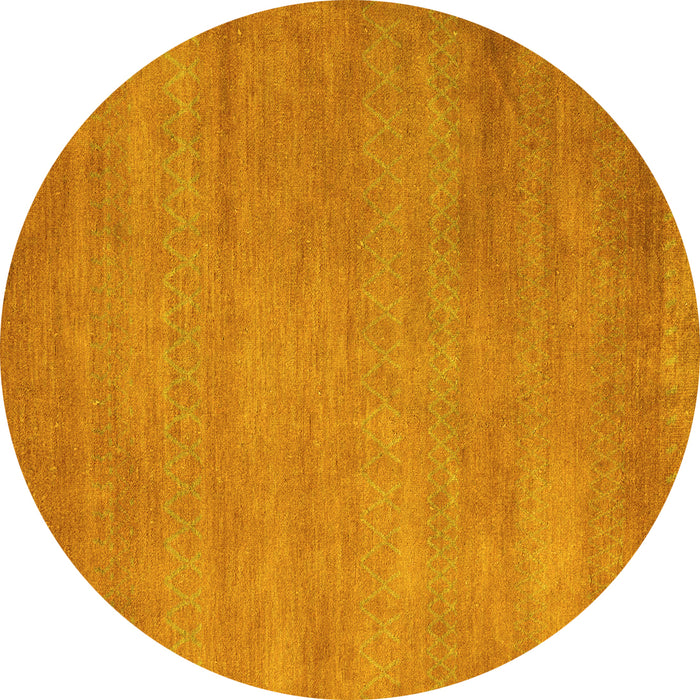 Round Machine Washable Abstract Yellow Modern Rug, wshabs4842yw