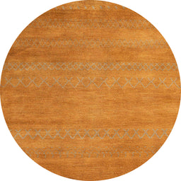 Round Machine Washable Abstract Orange Red Rug, wshabs4842