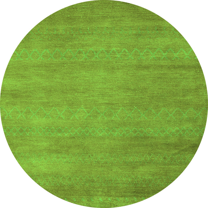 Round Abstract Green Modern Rug, abs4842grn