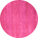 Round Machine Washable Abstract Pink Modern Rug, wshabs4842pnk