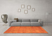 Machine Washable Abstract Orange Modern Area Rugs in a Living Room, wshabs4842org