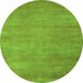 Round Machine Washable Abstract Green Modern Area Rugs, wshabs4842grn