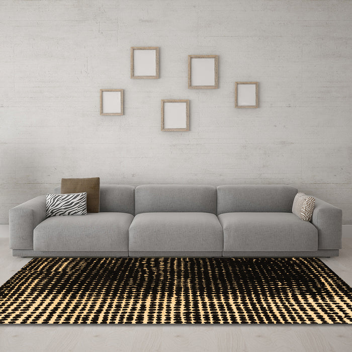 Machine Washable Abstract Brown Modern Rug in a Living Room,, wshabs4843brn