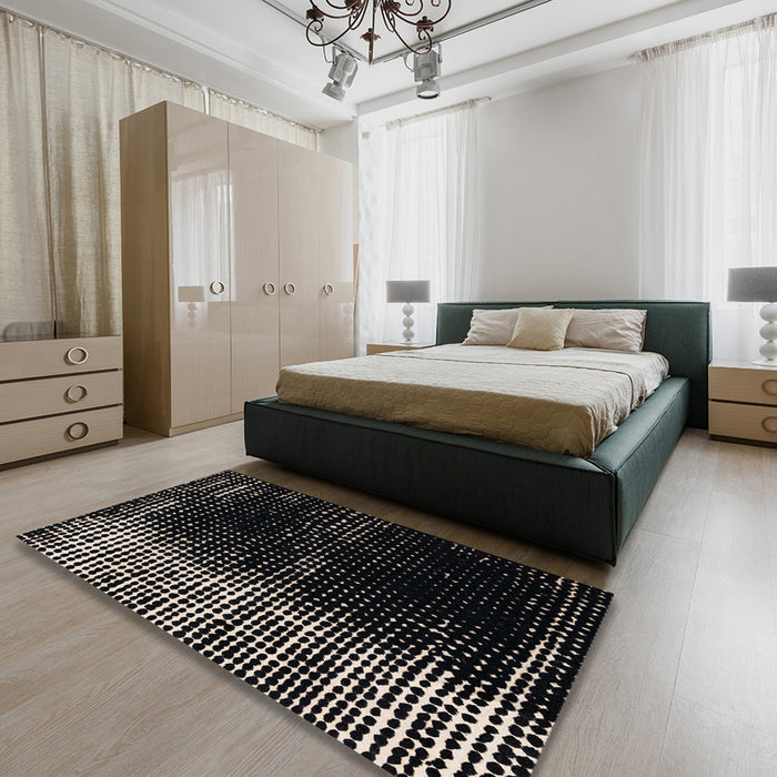 Machine Washable Abstract Sandstone Brown Rug in a Bedroom, wshabs4843