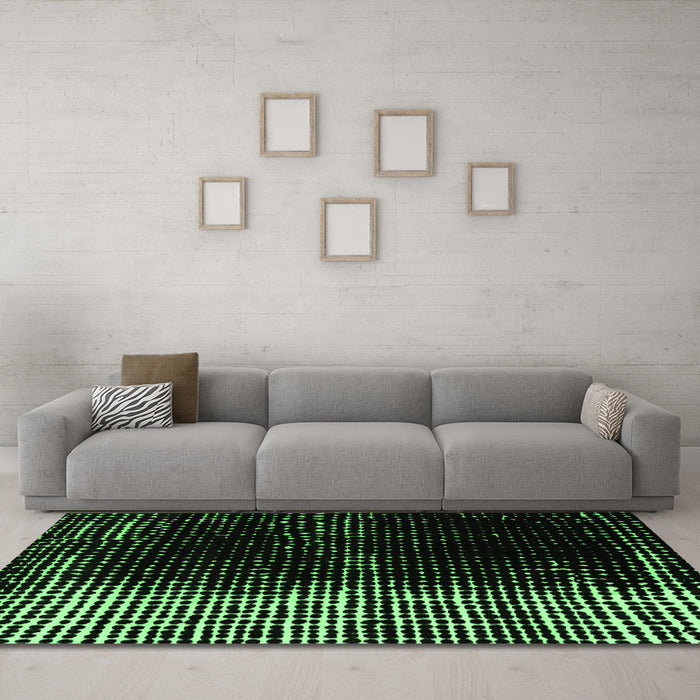 Machine Washable Abstract Emerald Green Modern Area Rugs in a Living Room,, wshabs4843emgrn