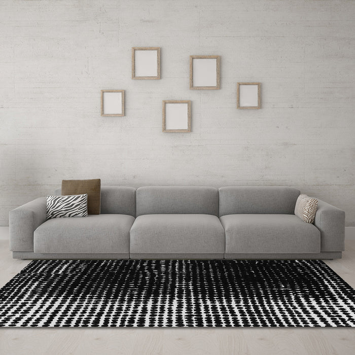 Machine Washable Abstract Gray Modern Rug in a Living Room,, wshabs4843gry