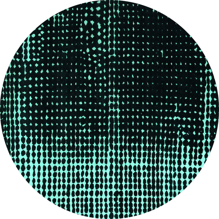 Round Abstract Turquoise Modern Rug, abs4843turq