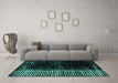 Machine Washable Abstract Turquoise Modern Area Rugs in a Living Room,, wshabs4843turq