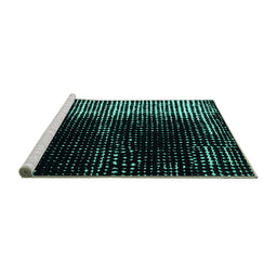 Sideview of Machine Washable Abstract Turquoise Modern Area Rugs, wshabs4843turq