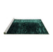 Sideview of Machine Washable Abstract Turquoise Modern Area Rugs, wshabs4843turq