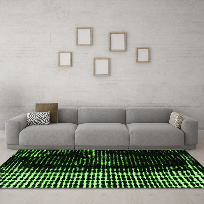 Machine Washable Abstract Green Modern Area Rugs in a Living Room,, wshabs4843grn