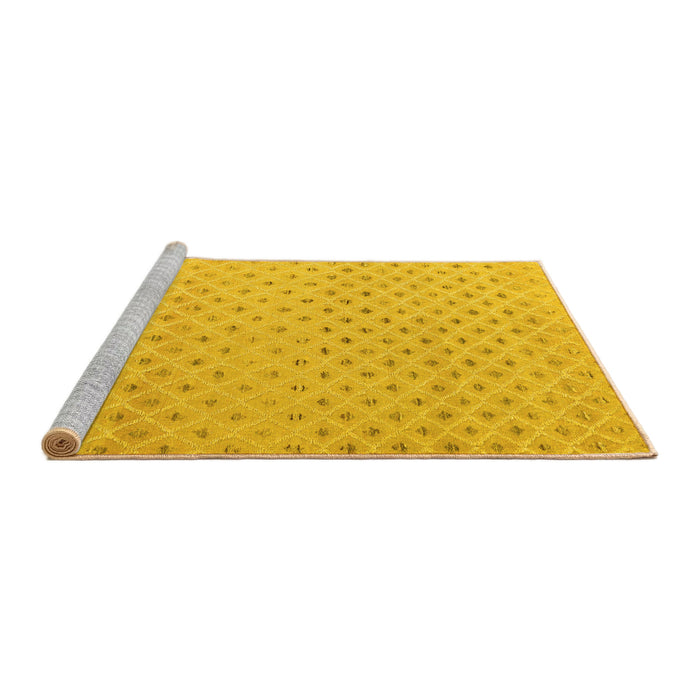 Sideview of Machine Washable Solid Yellow Modern Rug, wshabs4844yw