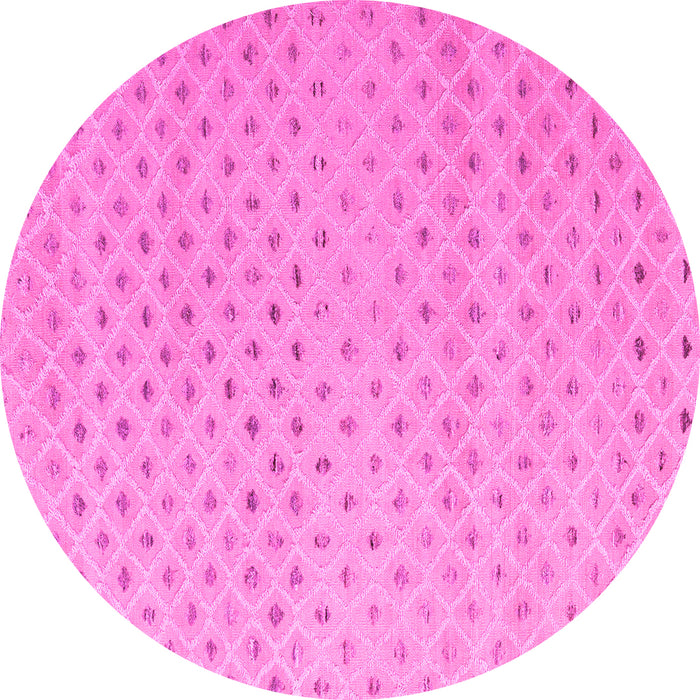 Round Machine Washable Solid Pink Modern Rug, wshabs4844pnk