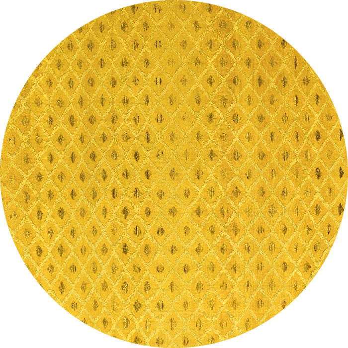 Round Machine Washable Solid Yellow Modern Rug, wshabs4844yw