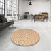 Round Machine Washable Abstract Yellow Rug in a Office, wshabs4844