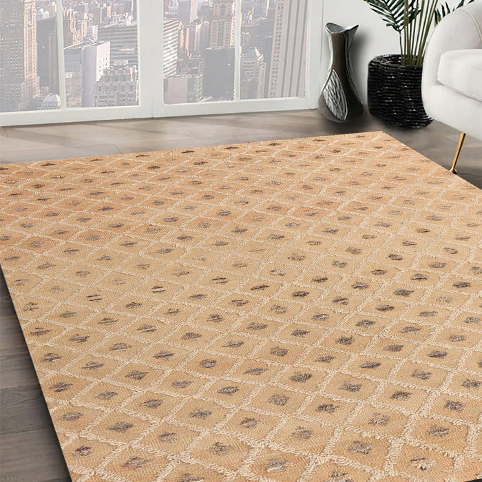 Abstract Yellow Solid Rug in Family Room, abs4844