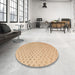 Round Abstract Yellow Solid Rug in a Office, abs4844