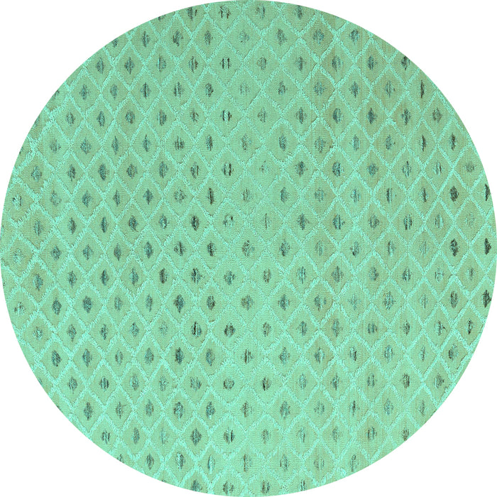 Round Machine Washable Solid Turquoise Modern Area Rugs, wshabs4844turq
