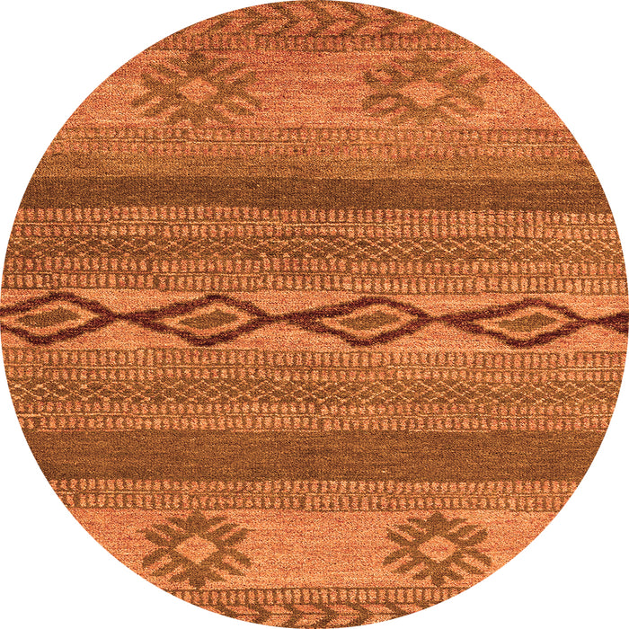 Round Machine Washable Abstract Orange Modern Area Rugs, wshabs4845org