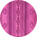 Round Machine Washable Abstract Pink Modern Rug, wshabs4845pnk