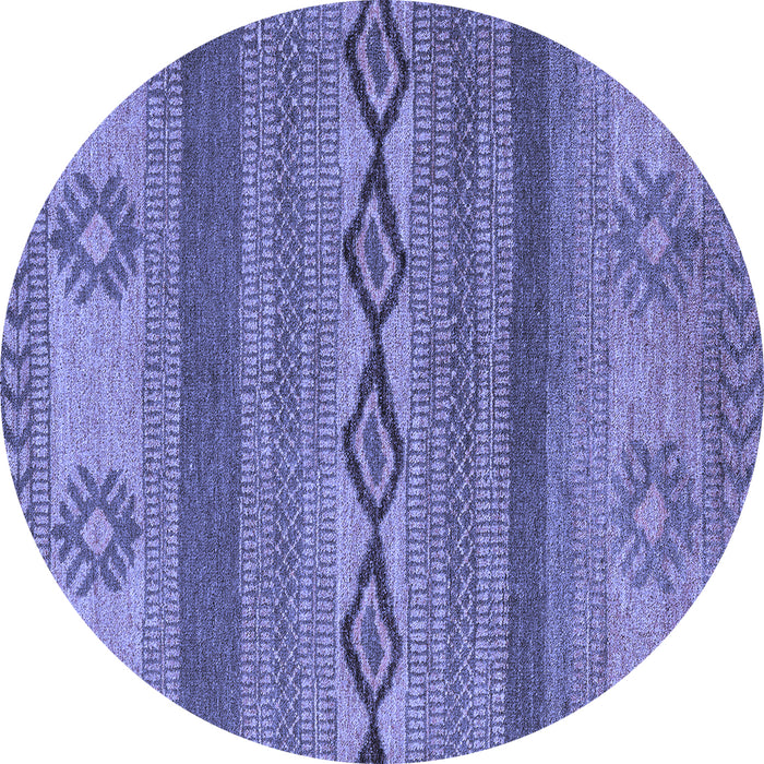Round Abstract Blue Modern Rug, abs4845blu