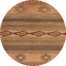 Round Abstract Orange Modern Rug, abs4845