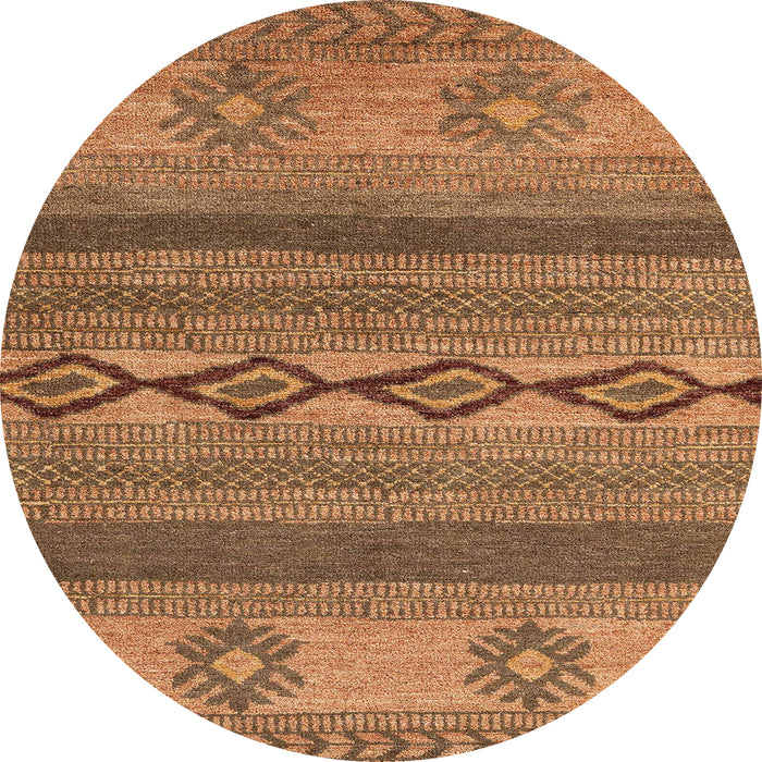 Round Machine Washable Abstract Orange Rug, wshabs4845