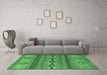 Machine Washable Abstract Emerald Green Modern Area Rugs in a Living Room,, wshabs4845emgrn