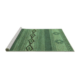 Sideview of Machine Washable Abstract Turquoise Modern Area Rugs, wshabs4845turq