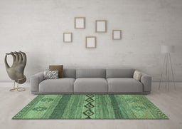 Machine Washable Abstract Turquoise Modern Area Rugs in a Living Room,, wshabs4845turq