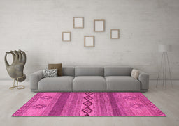 Machine Washable Abstract Pink Modern Rug in a Living Room, wshabs4845pnk