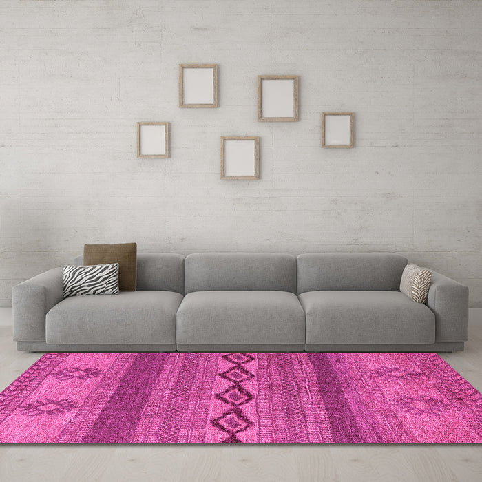 Machine Washable Abstract Pink Modern Rug in a Living Room, wshabs4845pnk