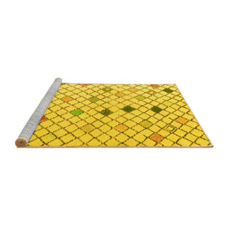 Sideview of Machine Washable Solid Yellow Modern Rug, wshabs4846yw