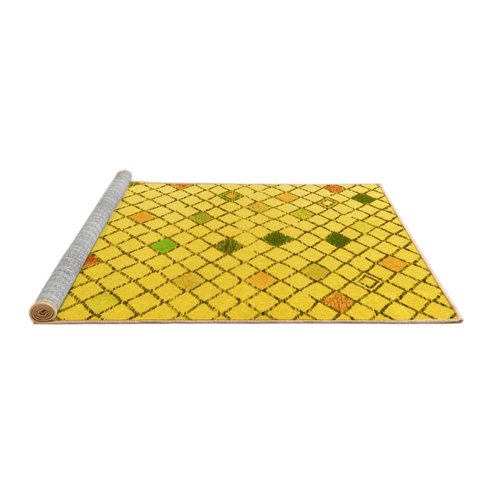 Sideview of Machine Washable Solid Yellow Modern Rug, wshabs4846yw