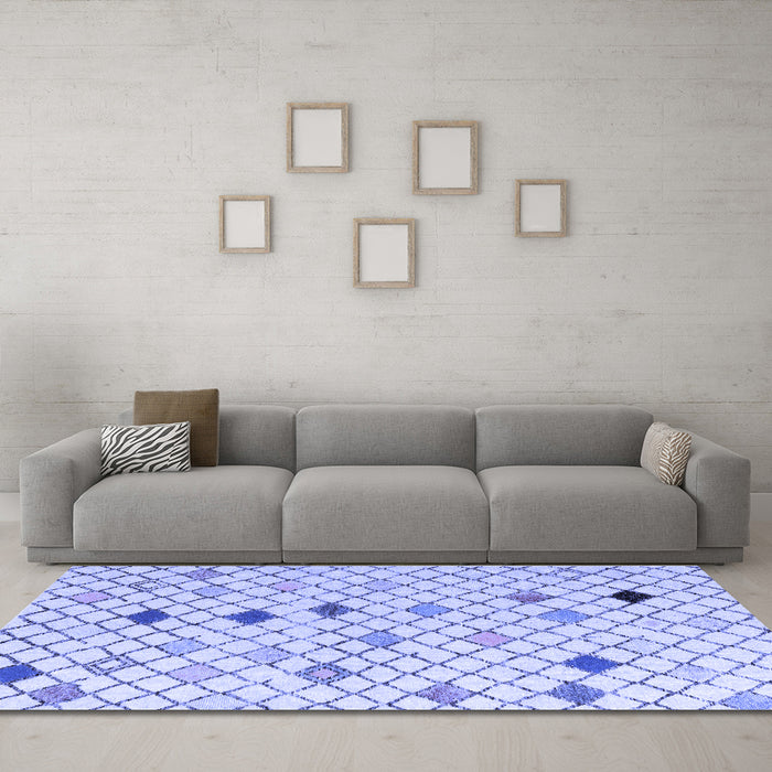 Machine Washable Solid Blue Modern Rug in a Living Room, wshabs4846blu