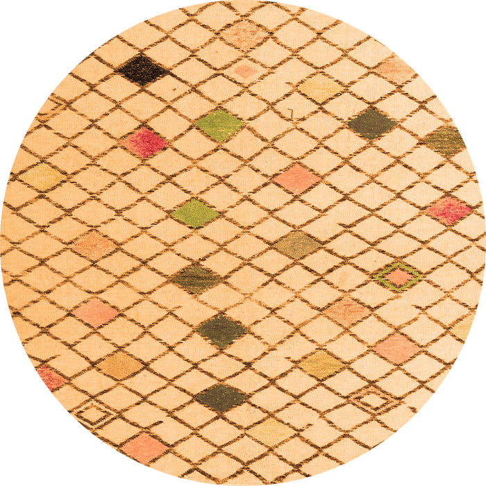 Round Machine Washable Solid Orange Modern Area Rugs, wshabs4846org