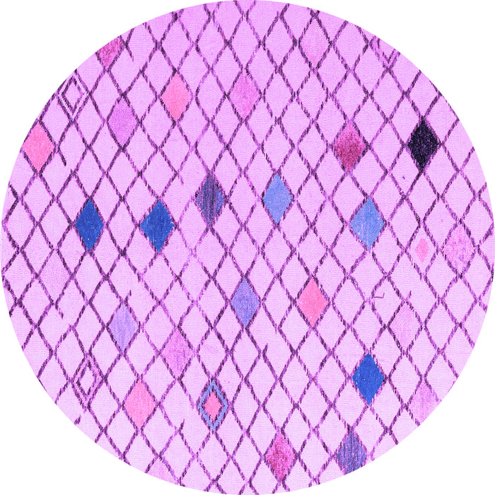 Round Machine Washable Solid Purple Modern Area Rugs, wshabs4846pur
