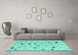 Machine Washable Solid Turquoise Modern Area Rugs in a Living Room,, wshabs4846turq