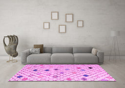 Machine Washable Solid Pink Modern Rug in a Living Room, wshabs4846pnk